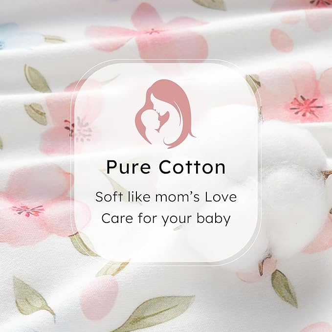 Baby Sleep Sack 6-12 months, 100% Cotton Sleeping Sack for Newborn and Infant, 3 Pack Baby Wearable Blanket, 0.5 Tog Lightweight Double Zipper Sleep Bag Medium Pink Butterfly Flower