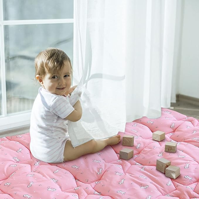 SPRINGSPIRIT 71'' x 59'' Baby Play Mat for Playpen, Baby Play Mat for Floor One-Piece Crawling, Non Slip Play Mats for Babies and Toddlers, Pink