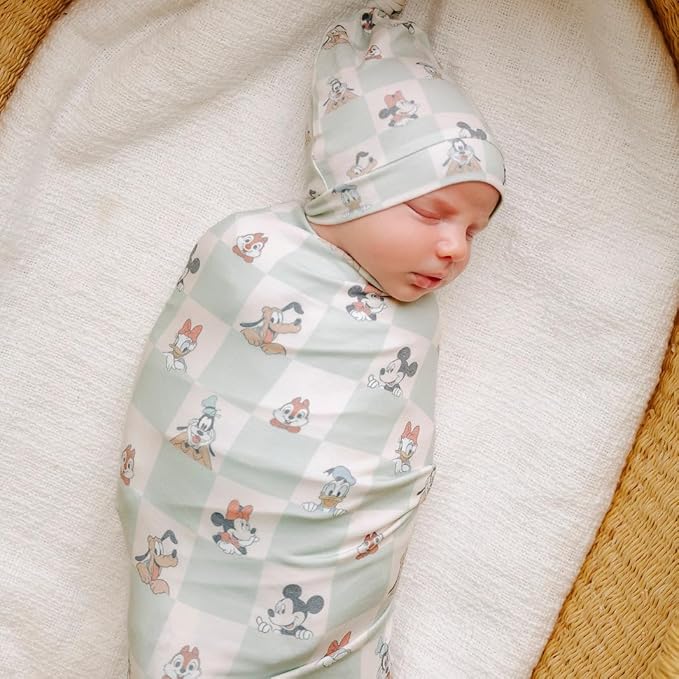 Copper Pearl Large Premium Knit Baby Swaddle Receiving Blanket Mickey Mouse & Friends