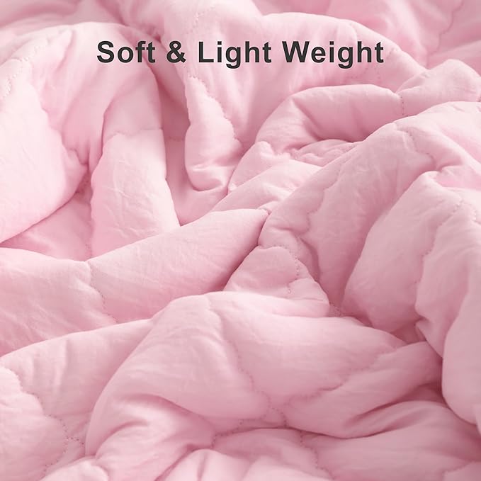 BEDSUM 100% Brushed Microfiber Down Alternative Toddler Comforter, Ultra Soft Lightweight and Warm Breathable Crib Quilted Blanket for Nursery Stroller Bed, 39x47 Inches, Pink