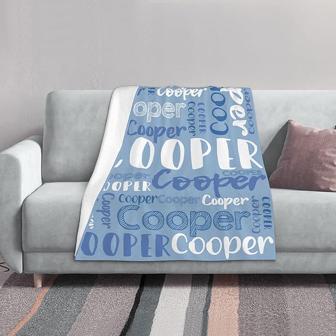 Dr.TOUGH Personalized Blankets with Name Customized Baby Blankets for Girls Boys Adults Monogrammed Blankets and Throws Christmas Birthday Mothers Fathers Valentines Day Gift (Sky Blue, 40''×50'')
