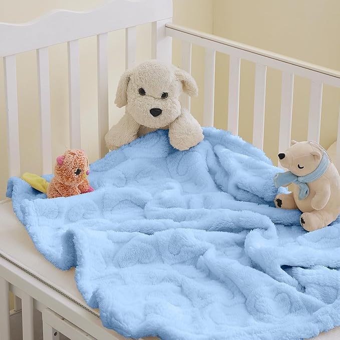 Soft Cozy Fleece Baby Blanket Heart Checkered Pattern Fluffy Plush Receiving Blanket for Newborn Infant Toddler, Warm Crib Stroller Blanket for Boys Girls 30"x40",4 Piece