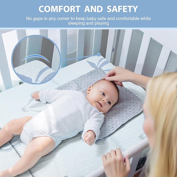 Trifold Pack and Play Mattress - 38"x26" Pack N Play Mattresses Pad with Breathable Removable Cover - Dual-Sided Memory Foam Foldable Portable Baby Crib Mattress
