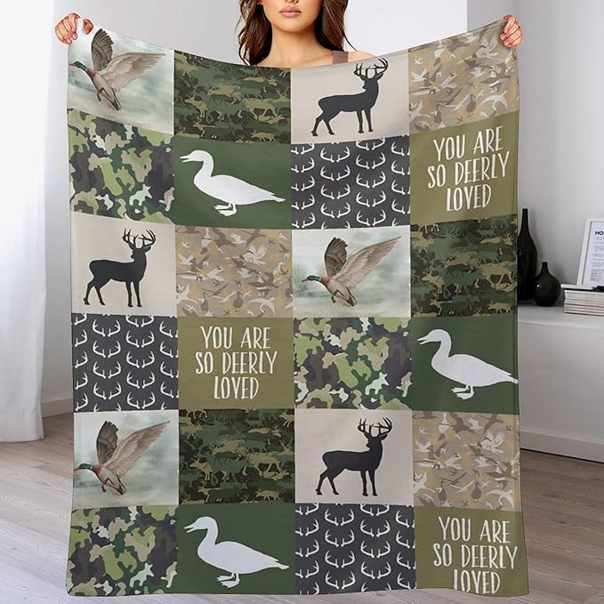 Deer & Duck Hunting Throw Blanket - Soft, Warm, Cozy Fleece for Women & Men, Adults - Couch, Sofa, Bed - 60"x80"