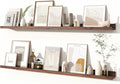 Fun Memories Picture Ledge Shelves Set of 2, 48 Inch Rustic Wall Mounted Floating Shelves with Lip for Home Storage and Décor in Bathroom, Kitchen, Nursery, Bedroom, Living Room, Walnut