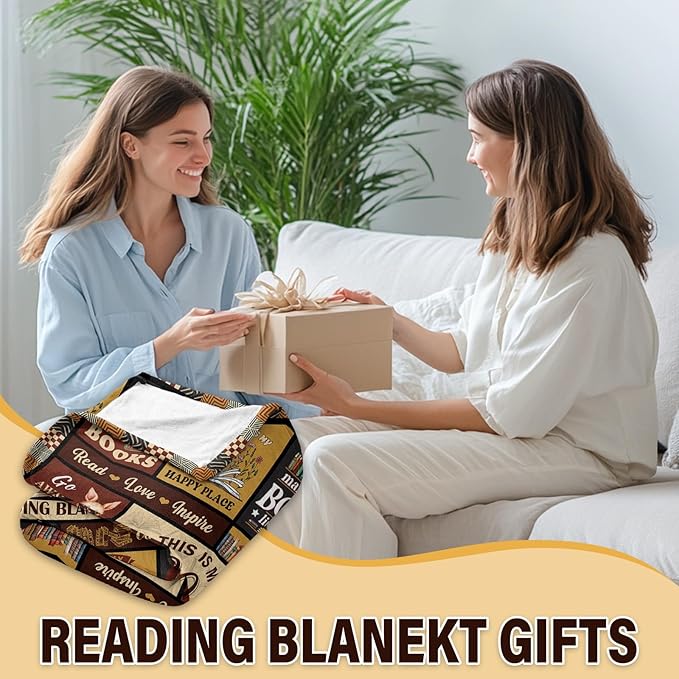 Book Lovers Gifts, Gifts for Books Lovers Women Men, Bookish Gift for Readers, Reading Blanket, Librarian Gifts for Christmas, Book Club/Bookworm/Reading Gift, Literary Blanket 50"x60"