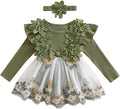 Giraropa Baby Girl Fall Winter Clothes Long Sleeve Romper Dress + Socks + Headband Newborn Infant Cute Casual Outfits