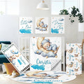 Custom Baby Boy Crib Bedding Set, 5 Pcs Personalized Blue Moon Bear Baby Crib Set with Name, Nursery Girl Bedding, Double Layer Toddler Bedding Set, Newborn Infant New Parents Customized Gifts