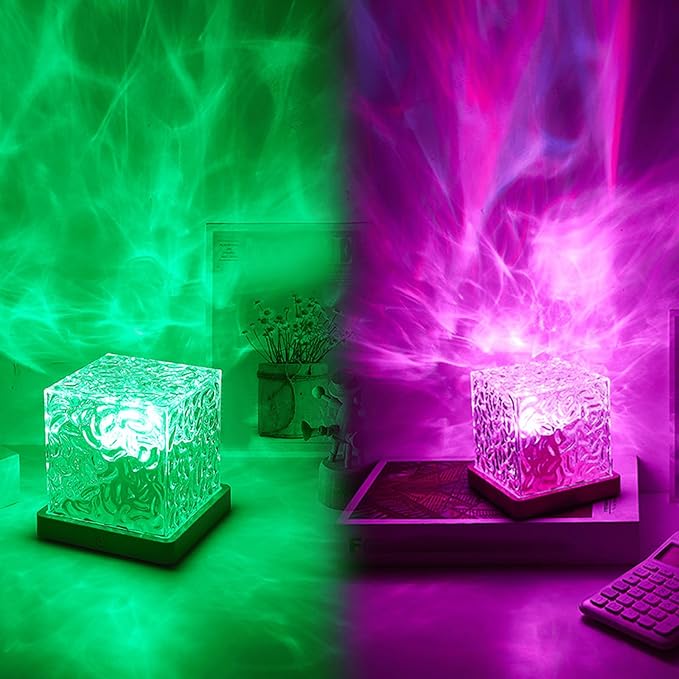 Aurora Borealis Night Light Projector, Aurora Dreamscape Projector, Magical Northern Lights for Your Room, 3/16 Colors Ambient Dynamic Wave Cube Lamp with Remote (3 Colors Plug-in, Wood)