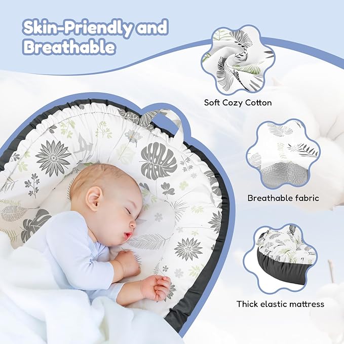 Baby Lounger for Newborn, Baby Lounger Covers & Soft Baby Nest Cover Babies Essentials Gifts,Dock A Tot Portable Infant Lounger