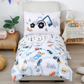PERFEMET 5-Piece Kids Comforter Full Size Set Reversible Trucks Cars Bedding Comforter Set for Boys Girls Ultra Soft Lightweight Blue White Boy Bed in a Bag for All Season(Cars, Full)
