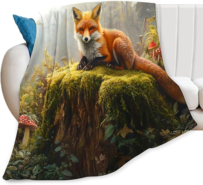 Tijuboni Fox Throw Blanket Fox Gifts for Girls Boys Women Men Kids Adults Soft Flannel Fleece Blanket for Couch Sofa Bed Home Decor 50"x60"