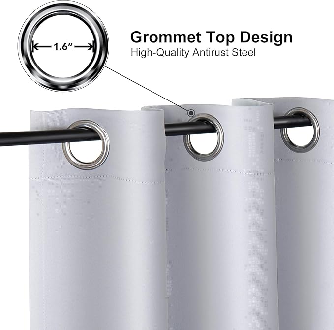 ChrisDowa Small Window Curtains 40 inches Long for Bedroom - Grommet Short Thermal Insulated Room Darkening Curtains for Kitchen (2 Panels, Greyish White, 29 x 40 Inch)