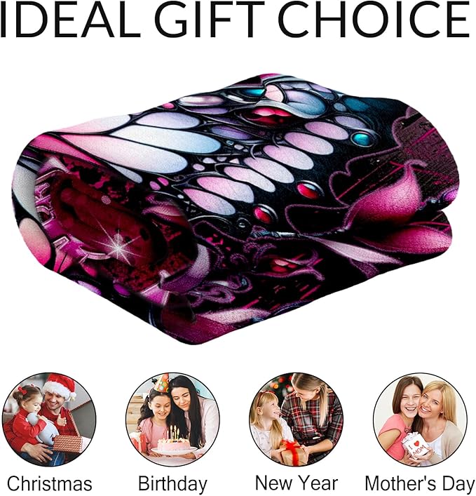 Custom Butterfly Blanket Gifts - 50" x 60" Butterfly Gifts for Girls, Women - Comfy Plush Birthday Throw Decor for Sofa, Travel