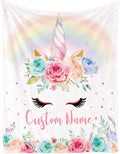 Personalized Unicorn Blanket Name Girl, Custom Name Blanket Kids, Soft Flannel Pink Unicorn Toddler Blanket Customized Gift Birthday Christmas Baby Shower Newborn Gift 30''x40''
