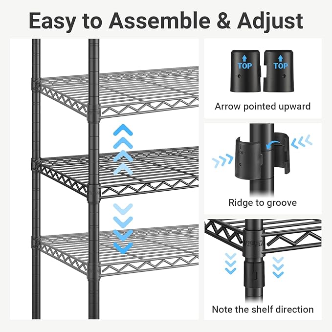VIPEK V5 Portable Closet Wardrobe Heavy Duty Clothes Rack, Freestanding Clothing Rack with 4 Hang Rods & 8 Shelves, Adjustable Closet Racks, 68.9" L x 15.7" W x 76.4" H, Max Load 890LBS, Black