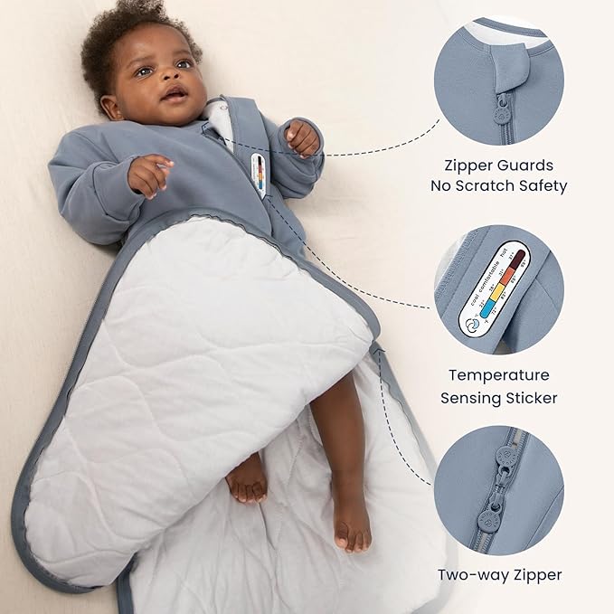 Unisex Sleeping Bag for Babies and Toddlers 1.0 Tog Sleep Sack 0-6 Months, Newborn Sleep Sack, Wearable Blanket Baby, One Piece Long Sleeves, Gifts for Baby