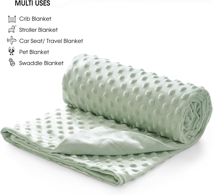 david's kids Micro Fleece Minky Baby Throw Blanket for Girls with Double Layer and Soothing Raised Dots, 50x60 Inches Breathable and Soft Lightweight Receiving Blanket for Newborns Sage Green