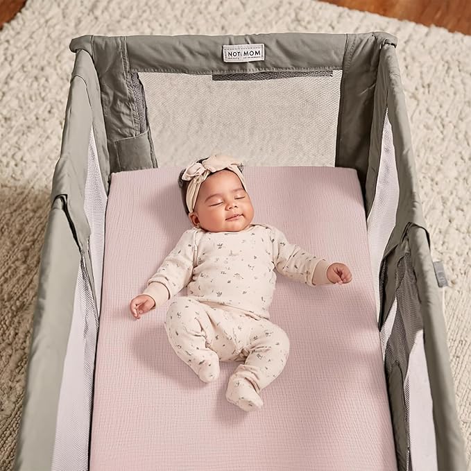 lulumoon Pack and Play Sheets for Girls: Soft Muslin Cotton for Playard Mattress - Stretchy Snug Fit for Graco Pack n Play