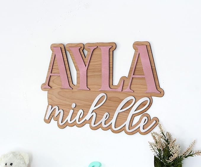 Large Wood Nursery Sign | Nursery name sign for Kids | Custom Wood Name Sign | 3D Wood Baby Name Sign (White)