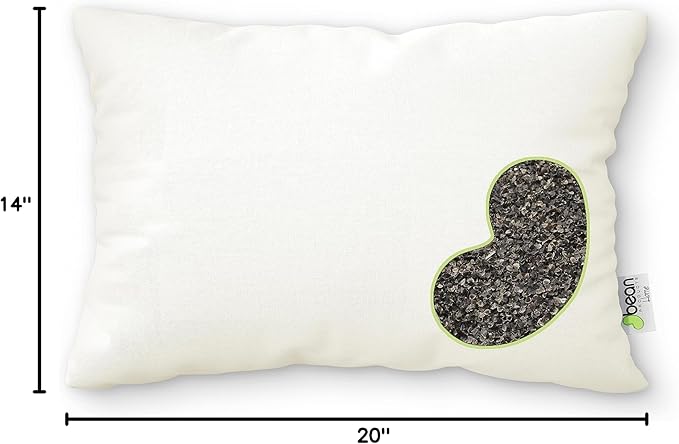 Bean Products 14" x 20" Japanese Bed Pillow for Sleeping – Organic Buckwheat Fill with Organic Cotton Fabric, Soft Head Pillow – Eco-Friendly, Breathable, and Durable Sleep Aid, Made in The USA