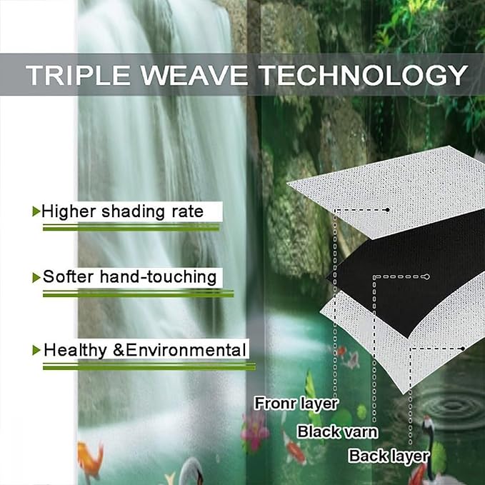 Scenery Waterfall Blackout Curtains, China Country Landscapes Nature Pattern Window Drapes, for Bedroom Living Room 52" W X 84" L