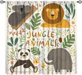 Jungle Animals Curtains Colorful Cute Cartoon Forest Animal Lion Elephant Koala Panda Leaves Kids Bedroom Nursery Bathroom Decor Rod Pocket Blackout 2 Panels 84x84in