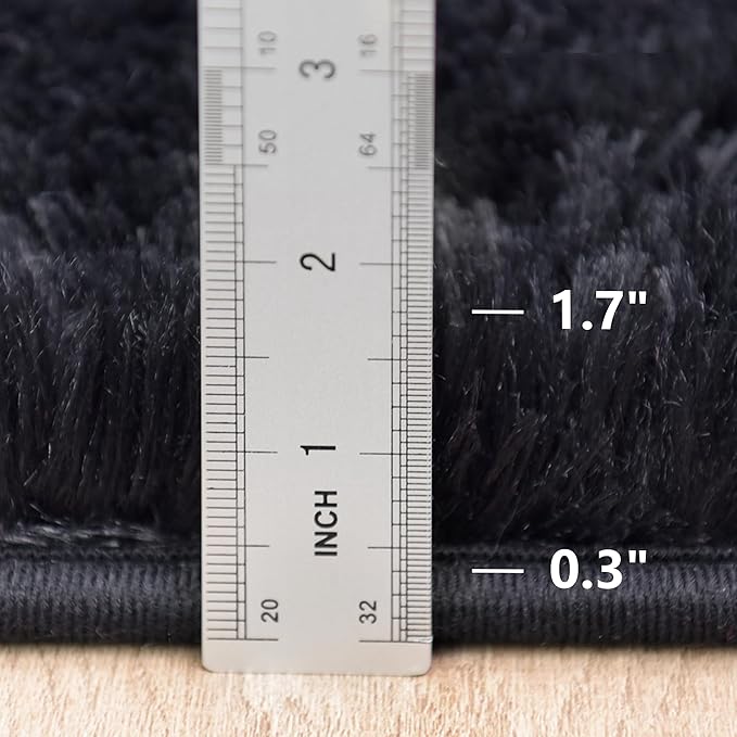 Fluffy Rug for Living Room 8x10 Feet, Black Area Rugs for Bedroom Non Slip 8x10 Clearance Rug for Kids Playroom