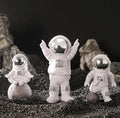 Silver White Astronaut Statues Set, Spaceman Figurines Outer Space Theme Room Decor Cake Toppers
