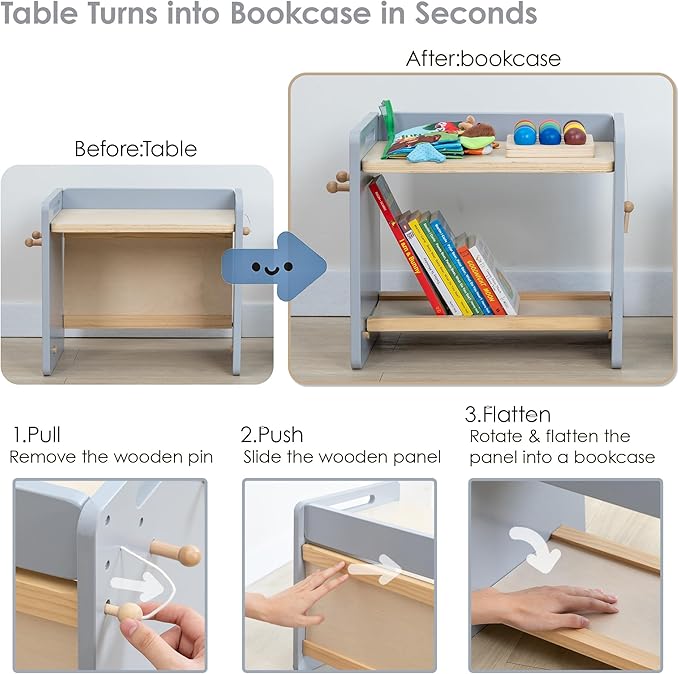 Montessori Weaning Table and Chair Set - Adjustable Design for Toddlers, Ideal for Mealtime, Learning, and Play, Grey