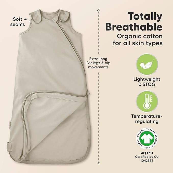 2-Pack Organic Baby Sleep Sacks, 100% Cotton - Soft & Breathable 0.5TOG Baby Wearable Blanket, Toddler Sleeping Sack 18-24 Months, Easy to Wear Transitional Swaddles for Newborns, Infants (Nordic, L)