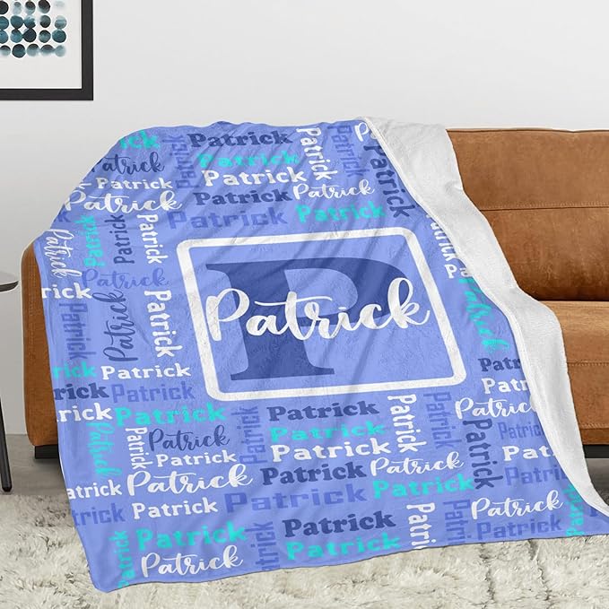 Dr.TOUGH Name Blanket Personalized Blanket for Adult Kids Flannel Customized Personalized Blankets and Throws