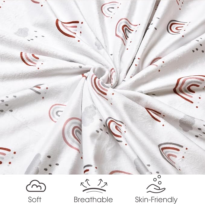 david's kids Micro Fleece Minky Baby Blanket for Boys Girls with Double Layer and Soothing Raised Dots, Breathable and Soft Lightweight Receiving Blanket for Newborns, 50x60 Inches, Rainbow