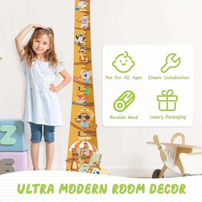 Personalized Name Growth Chart for Kids, Coconut Beach Children's Height Growth Chart Wall Board, Precision Height Measuring Instrument for Nursery Room, Removable and Easy to Store