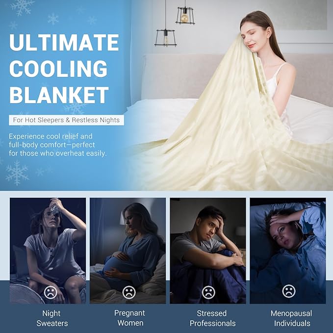 Elegear Revolutionary Cooling Blanket, Absorbs Heat to Keep Body Cool for Night Sweats, Double Sided Arc-Chill3.0 Cooling Fiber Q-Max>0.5, Lightweight Summer Cold Blankets for Sleeping 79" x 86"