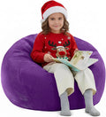 Nobildonna 3 ft Bean Bag Chair Cover (No Filler) 35"×43" Large Stuffed Animal Storage Bean Bag Washable Big Beanbag Chair Cover Premium Corduroy Bean Bag Cover for Adults,Kids,Purple 300L