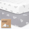 KeaBabies 2-Pack Organic Crib Sheets for Boys, Girls - 52x28 Fitted Crib Mattress Sheet Neutral, Breathable Jersey Cotton Cover for Baby Bed, Toddler Mattress, Soft & Cute Prints (Rainbow)