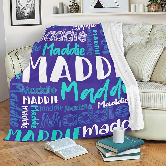 Dr.TOUGH Personalized Blankets with Name Customized Baby Blankets for Girls Boys Adults Monogrammed Blankets and Throws Christmas Birthday Mothers Fathers Valentines Day Gift (Pink-Blue, 40''×50'')