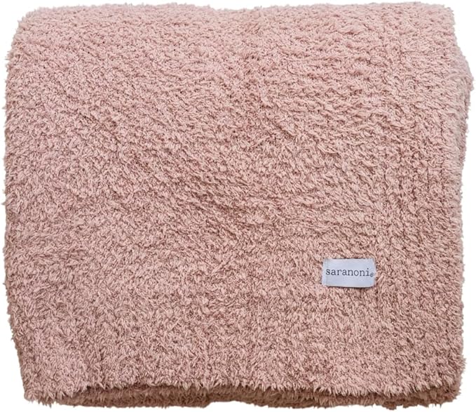 SARANONI Bamboni Luxury Throw Blanket | Oversized Super Soft Plush Home Decorative Comfy Blankets for Couch or Bed | Pink - X-Large 60” x 80”