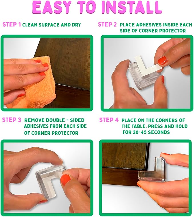 Transparent Corner Protector for Baby Safety - 12-Pack Edge Protectors, Furniture Corner Guards & Table Edge Covers - BPA-Free, Soft L-Shape Design for Baby Proofing Corners