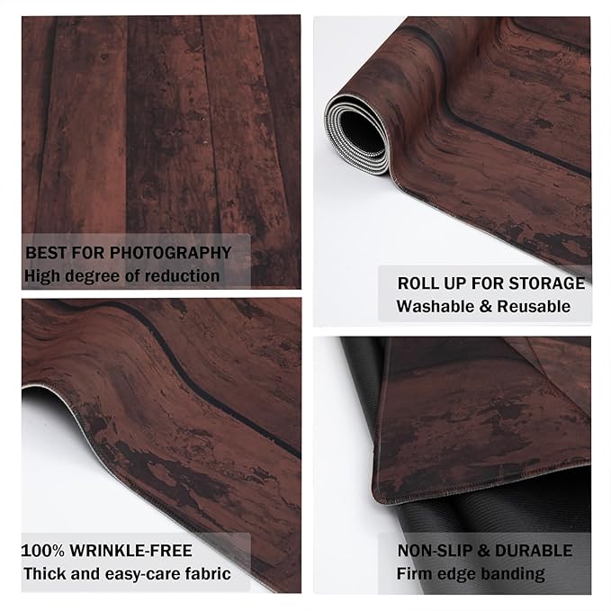 Kate Dark Brown Wood Flooring Backdrop Photography Floor Mats Rubber Wooden Wall Mat for Newborn Photography Props Professional Photographer 8x5ft