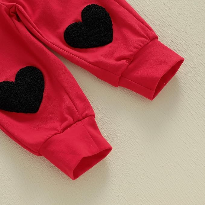 Newborn Infant Baby Boy Valentines Outfit Heart Crusher Long Sleeve Striped Romper + Red Suspender Pants + Hat 3Pcs