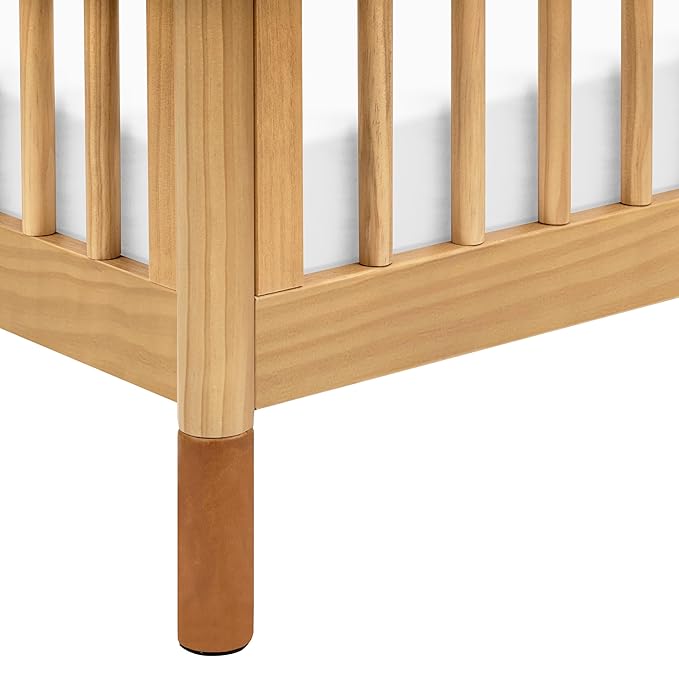 Babyletto Gelato 4-in-1 Baby Crib Convertible to Wooden Toddler Bed, Daybed & Full-Size Bed, GREENGUARD Gold Certified - Made of 100% Solid Wood, Includes Toddler Conversion Kit - Honey with Vegan Tan