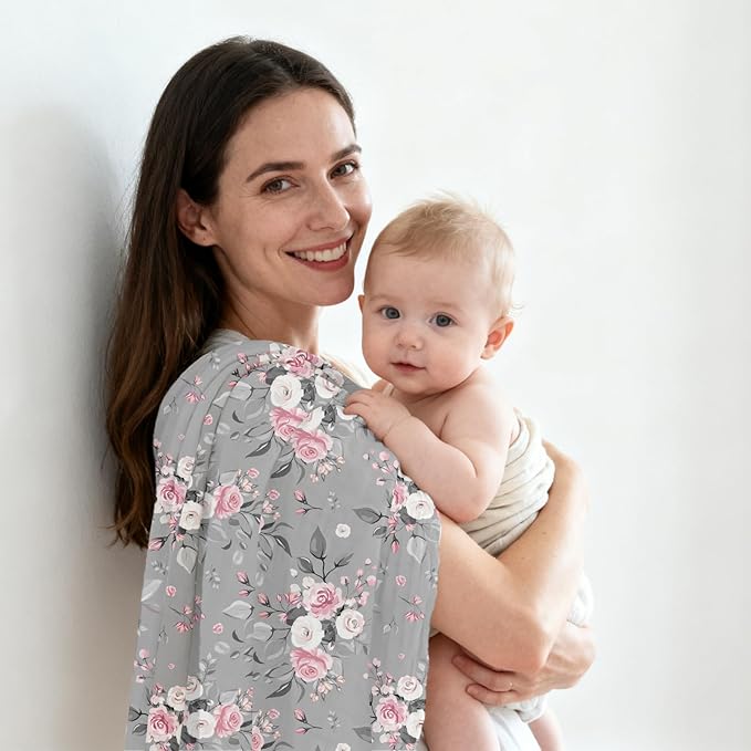 Baby Muslin Swaddle Blankets,2 Pack Receiving Blanket Baby Girl & boy,Large47 x 43 inches,Soft & Skin Friendly Swaddle Blanket Wrap(Florals)
