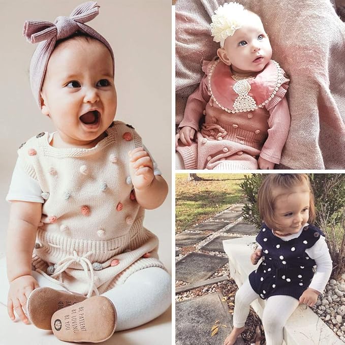 Simplee kids Baby Girl Knit Romper Fall Sleeveless Pompoms Rompers Newborn Little Girl Overall Jumpsuit Outfits