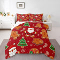 Feelyou Christmas Kids Comforter Set Queen Size Santa Bedding Set Gingerbread Man Duvet Quilt for Kids Boys Girls Bedroom Xmas Tree Snowflake Decor Microfiber Ultra Soft Breathable