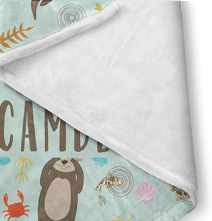 Custom Crib Bedding Set - Marine Animals Design Personalized Name Baby Nursery Bedding 3 Pcs Set - Chic Soft Blanket, Sheet, Pillowcase for Newborns Boys Girls Gifts Color20