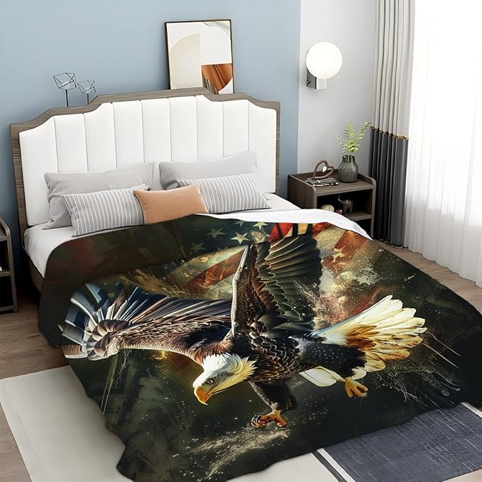 Tijuboni American Eagle Throw Blanket Eagle Gifts for Girls Boys Women Men Kids Adults Soft Flannel Fleece Blanket for Couch Sofa Bed Home Decor 50"x60"