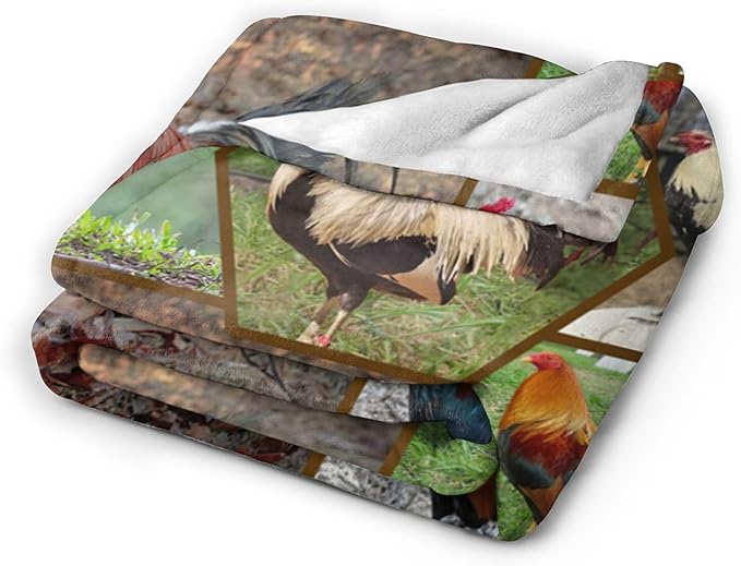 Rooster Chicken Throw Blanket - Soft, Warm & Cozy Fleece for Girls, Women, Kids & Adults - 80"x60" Couch, Sofa, Bed