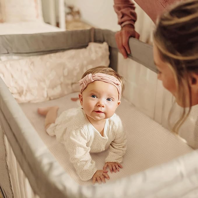 lulumoon Fitted Pack and Play Sheets: Soft Muslin Cotton for Baby Trend Playard Mattress - Neutral Colors for Boys and Girls